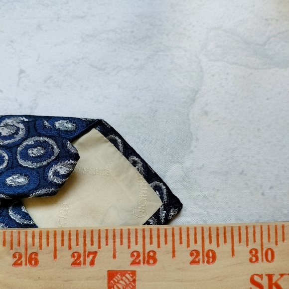 Gianni Versace Silk Necktie Tie Blue Gray Geometric Luxury Classic Made in Italy - Picture 6 of 9